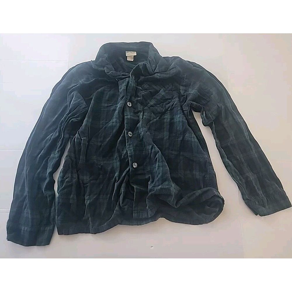 LL Bean Blue/Green Long Sleeve‎ Button Up Flannel Size L 1653